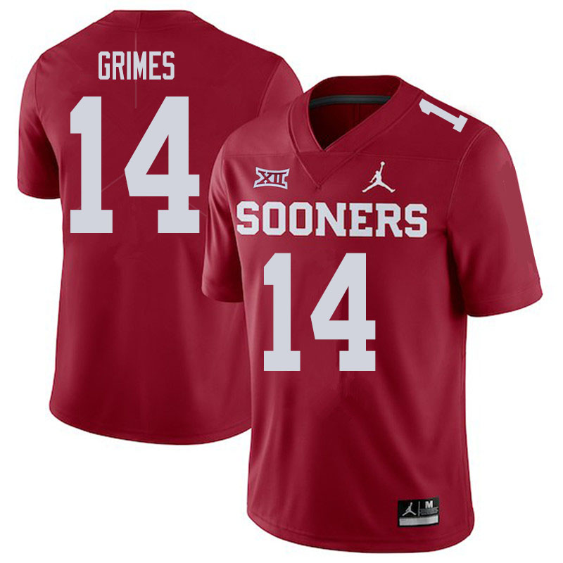 Men #14 Reggie Grimes Oklahoma Sooners College Football Jerseys Sale-Crimson